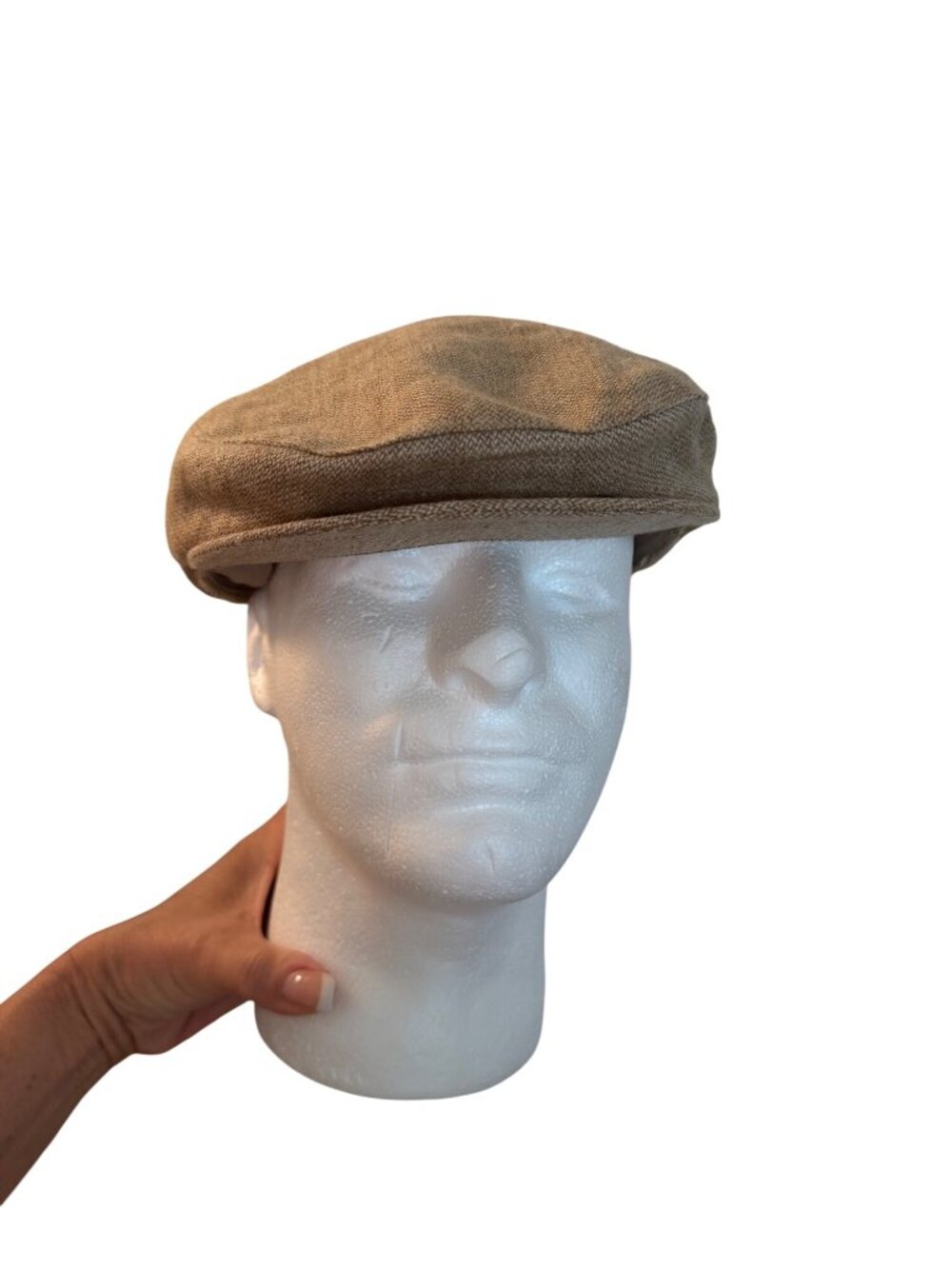 Brooks Brothers Mens Woven Newsboy Cap Size Large Beige Italy Casual Preppy